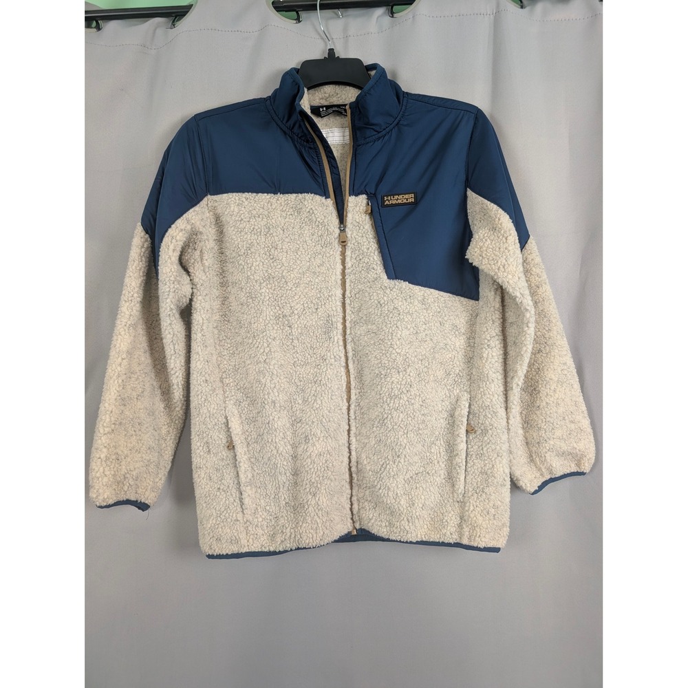 Under Armour Sherpa Fleece Jacket Kids YXL Blue Cream Excellent